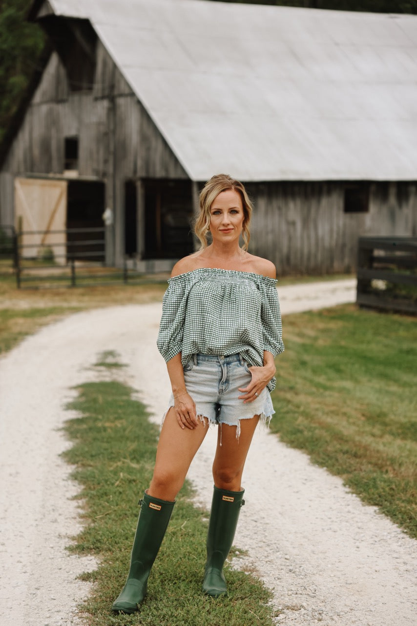 The Rebecca Blouse - Green Gingham