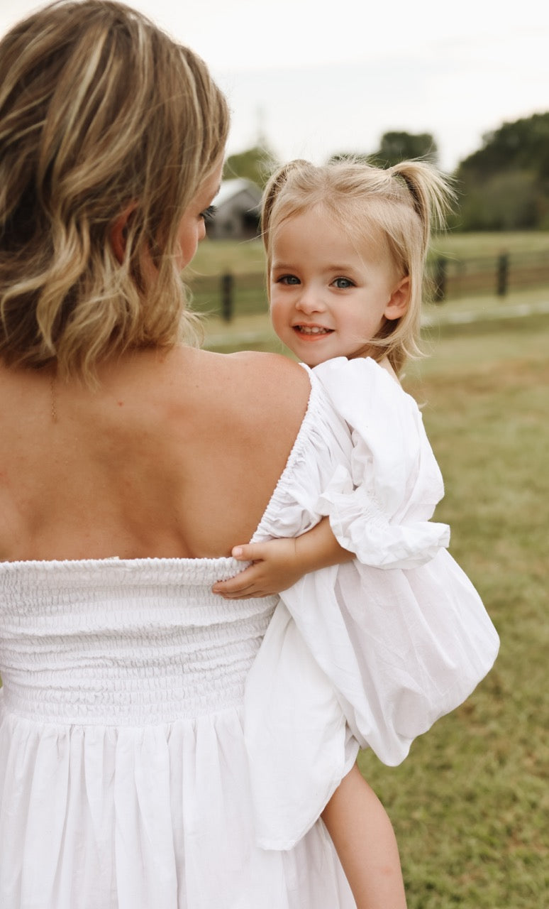 The Camielle Dress- Porcelain Mommy + Me Sizes