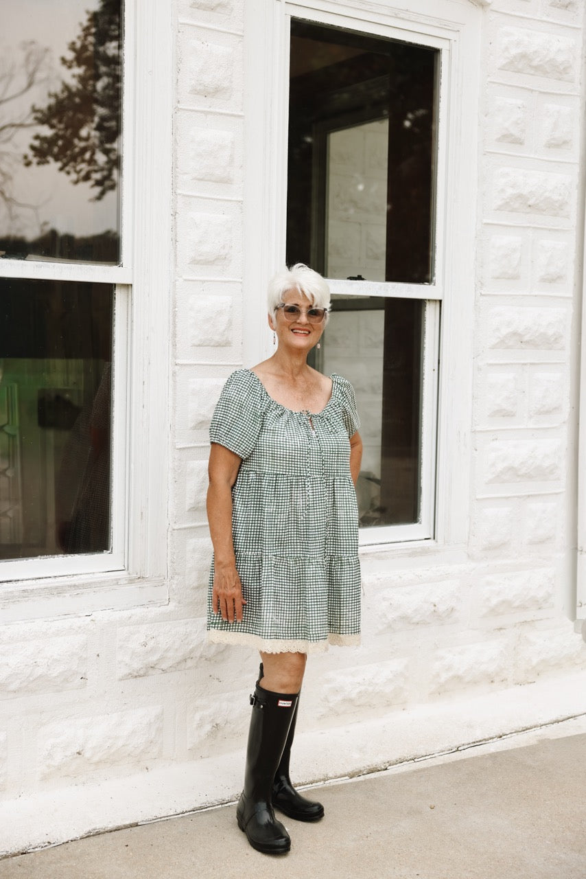 The Corin Dress - Green Gingham