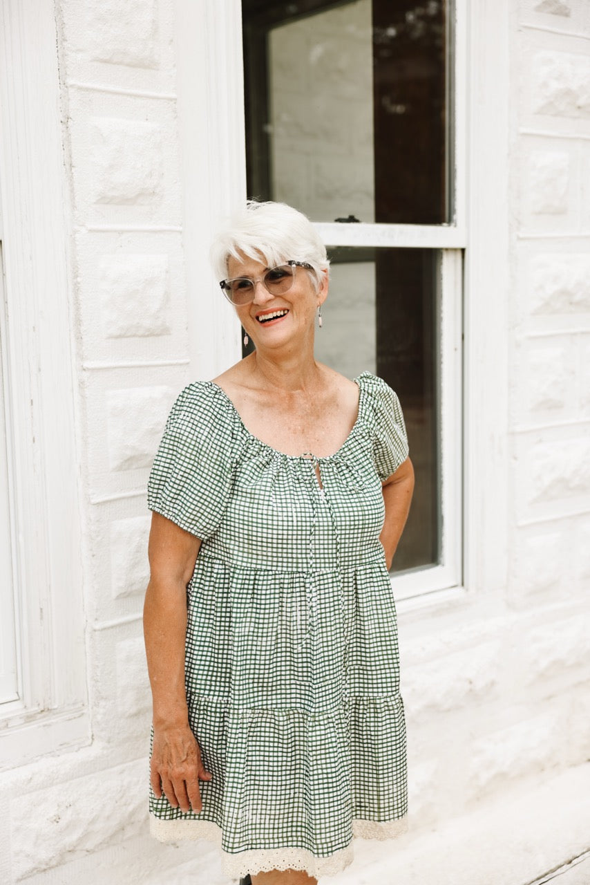 The Corin Dress - Green Gingham