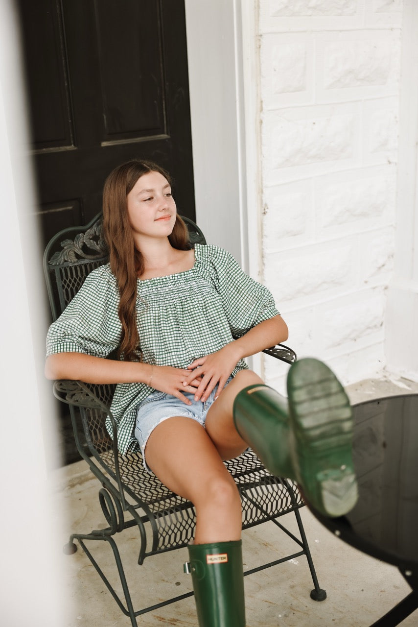 The Rebecca Blouse - Green Gingham