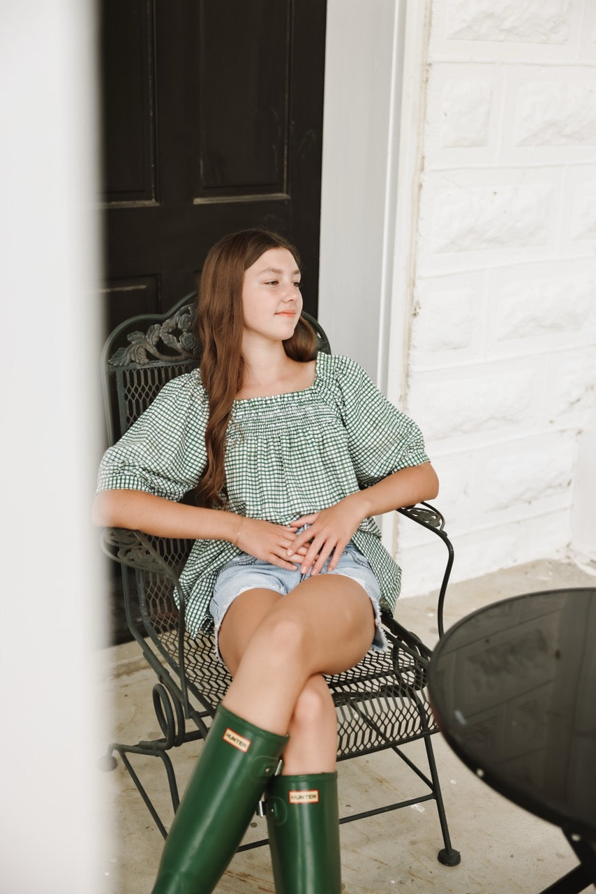 The Rebecca Blouse - Green Gingham
