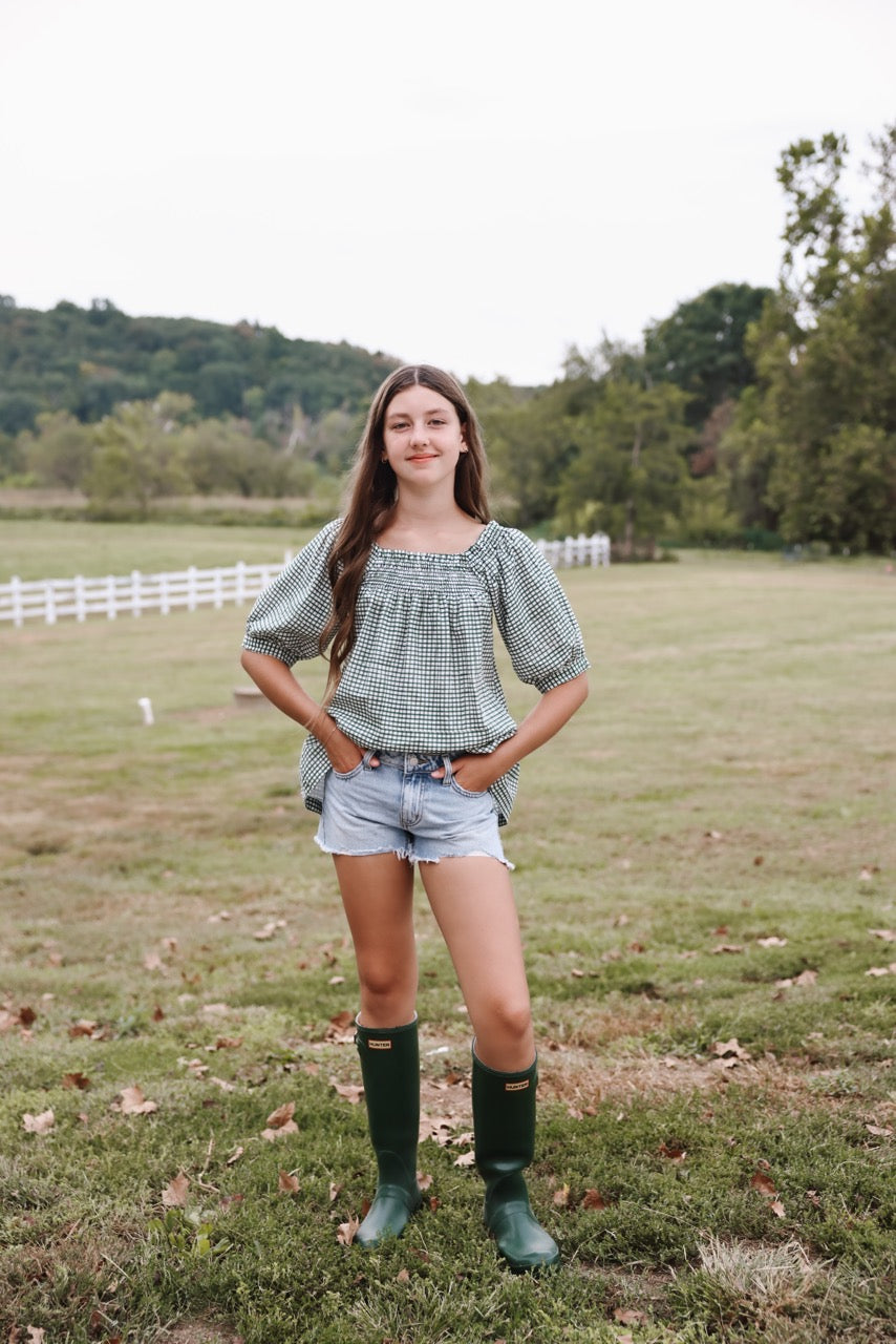 The Rebecca Blouse - Green Gingham