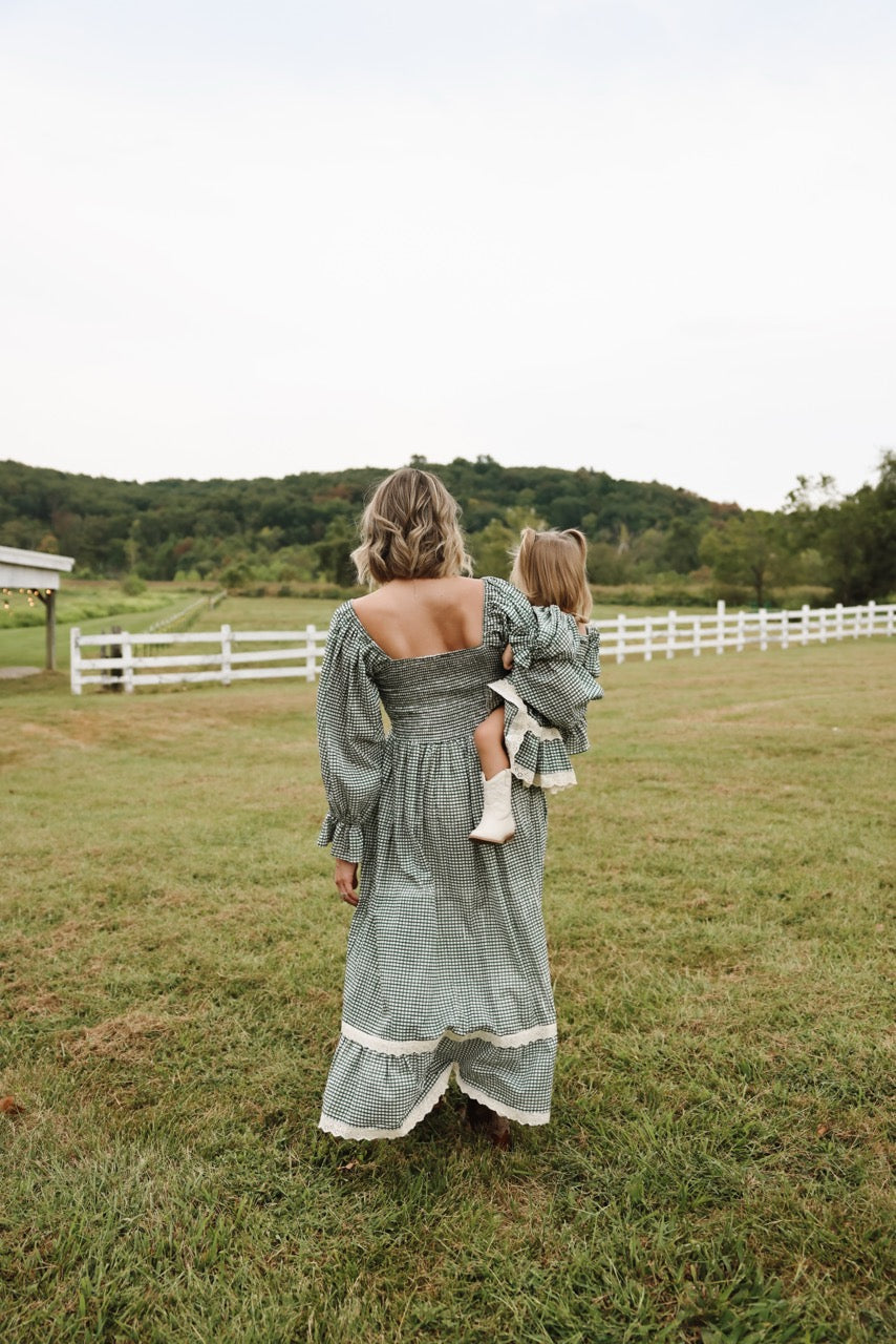 The Camielle Dress - Green Gingham Mommy + Me sizes