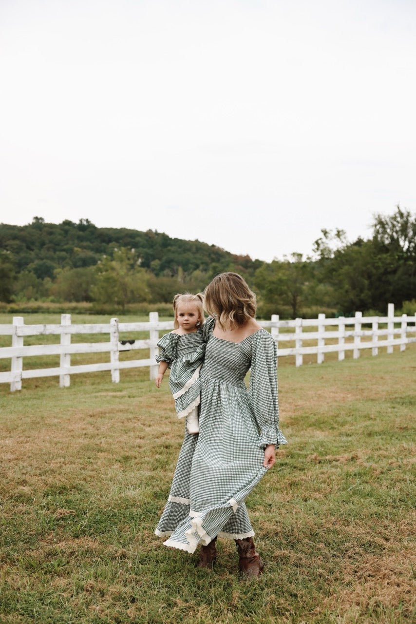 The Camielle Dress - Green Gingham Mommy + Me sizes