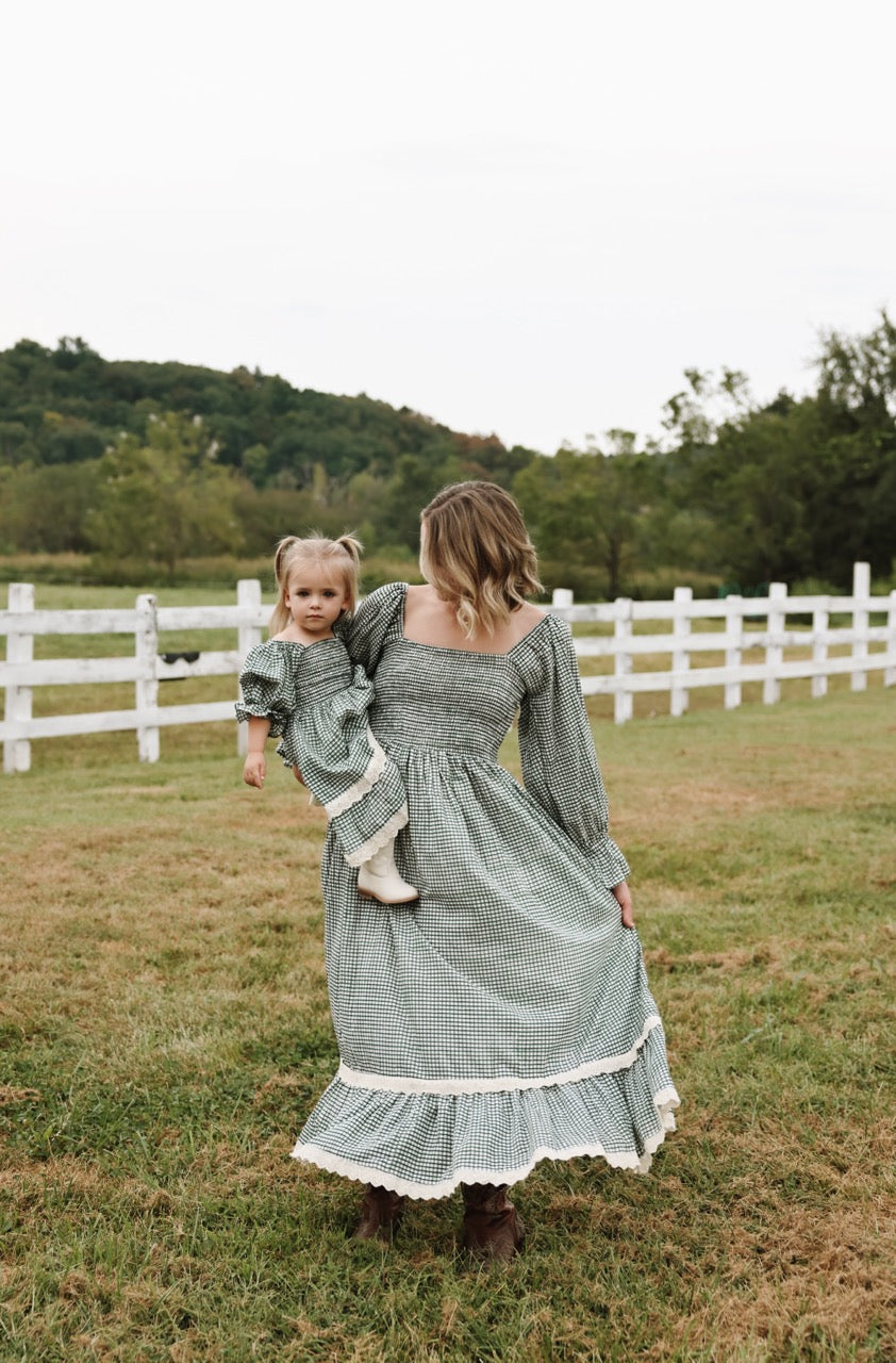 The Camielle Dress - Green Gingham Mommy + Me sizes