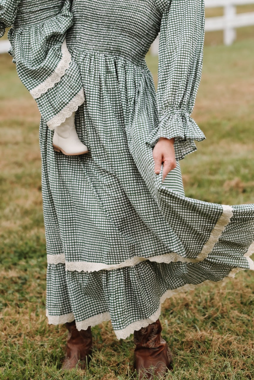 The Camielle Dress - Green Gingham Mommy + Me sizes