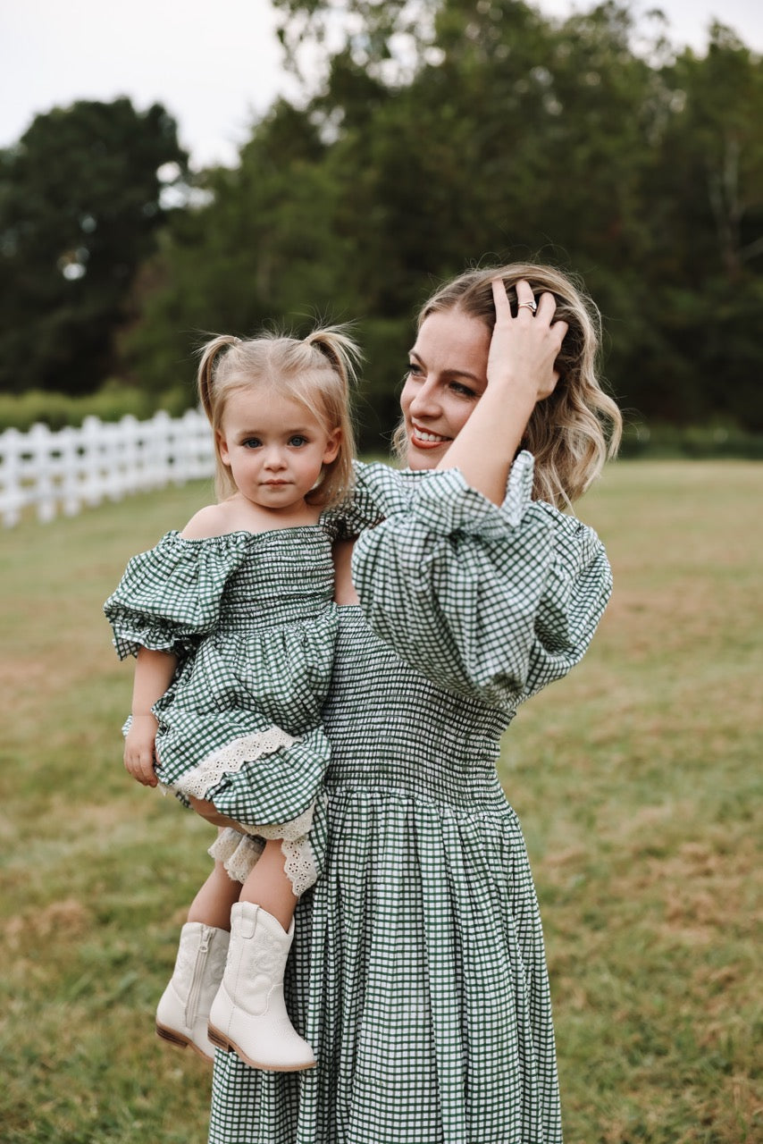 The Camielle Dress - Green Gingham Mommy + Me sizes