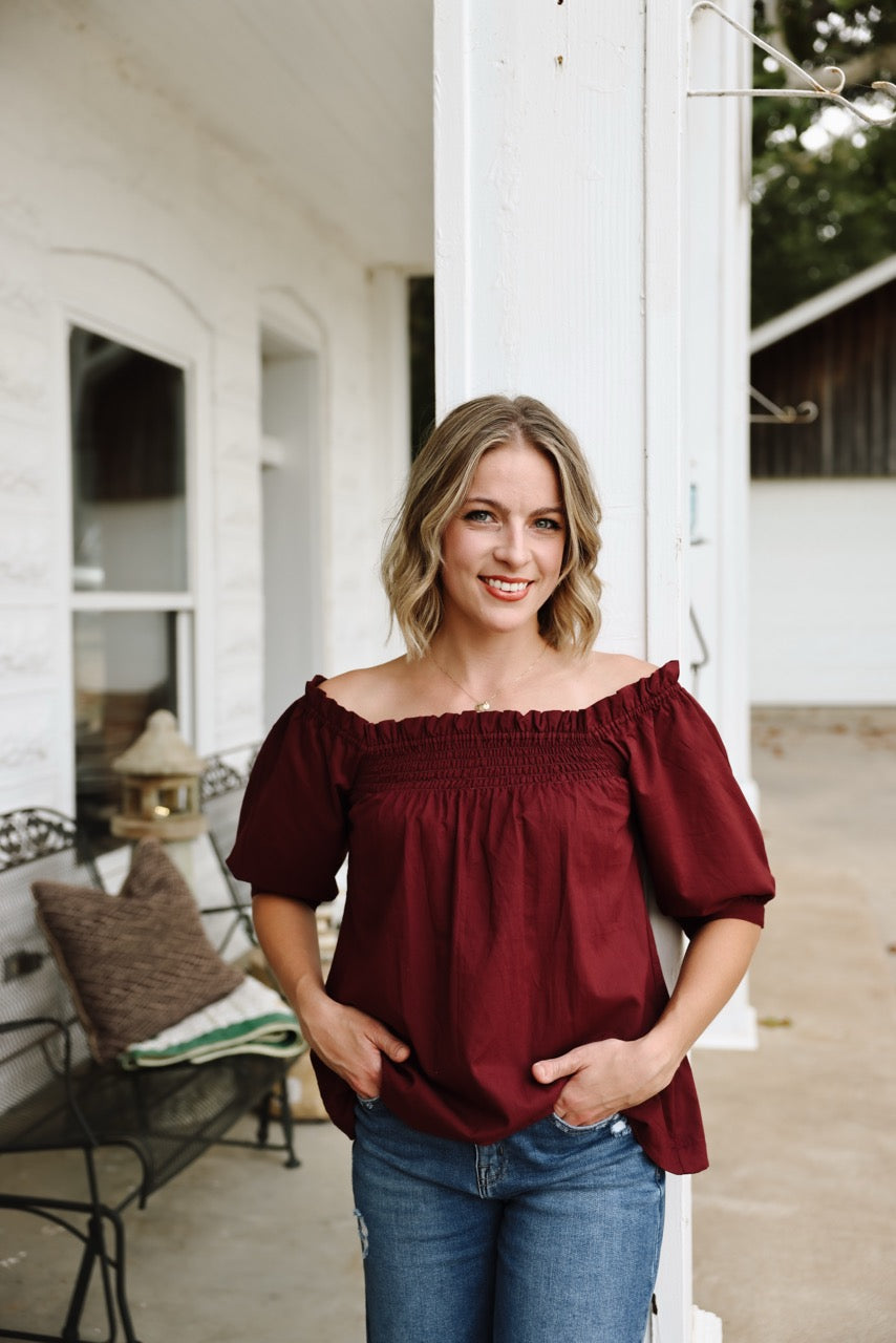 The Rebecca Blouse - Maroon