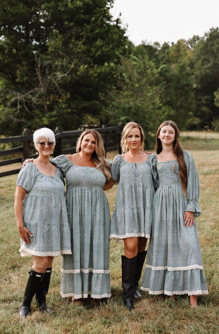 The Camielle Dress - Green Gingham Mommy + Me sizes