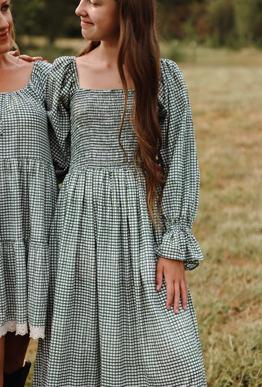 The Camielle Dress - Green Gingham Mommy + Me sizes