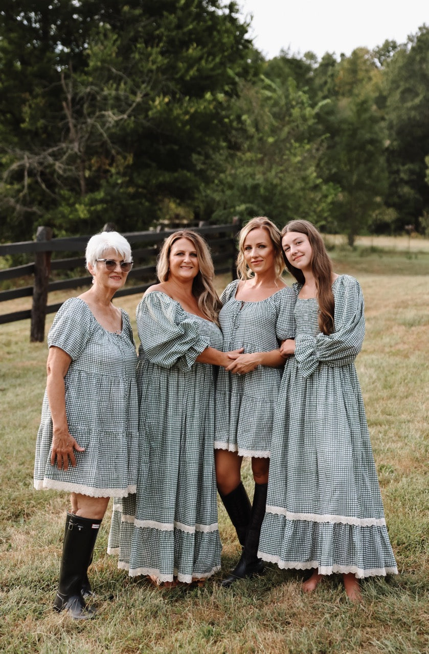 The Camielle Dress - Green Gingham Mommy + Me sizes