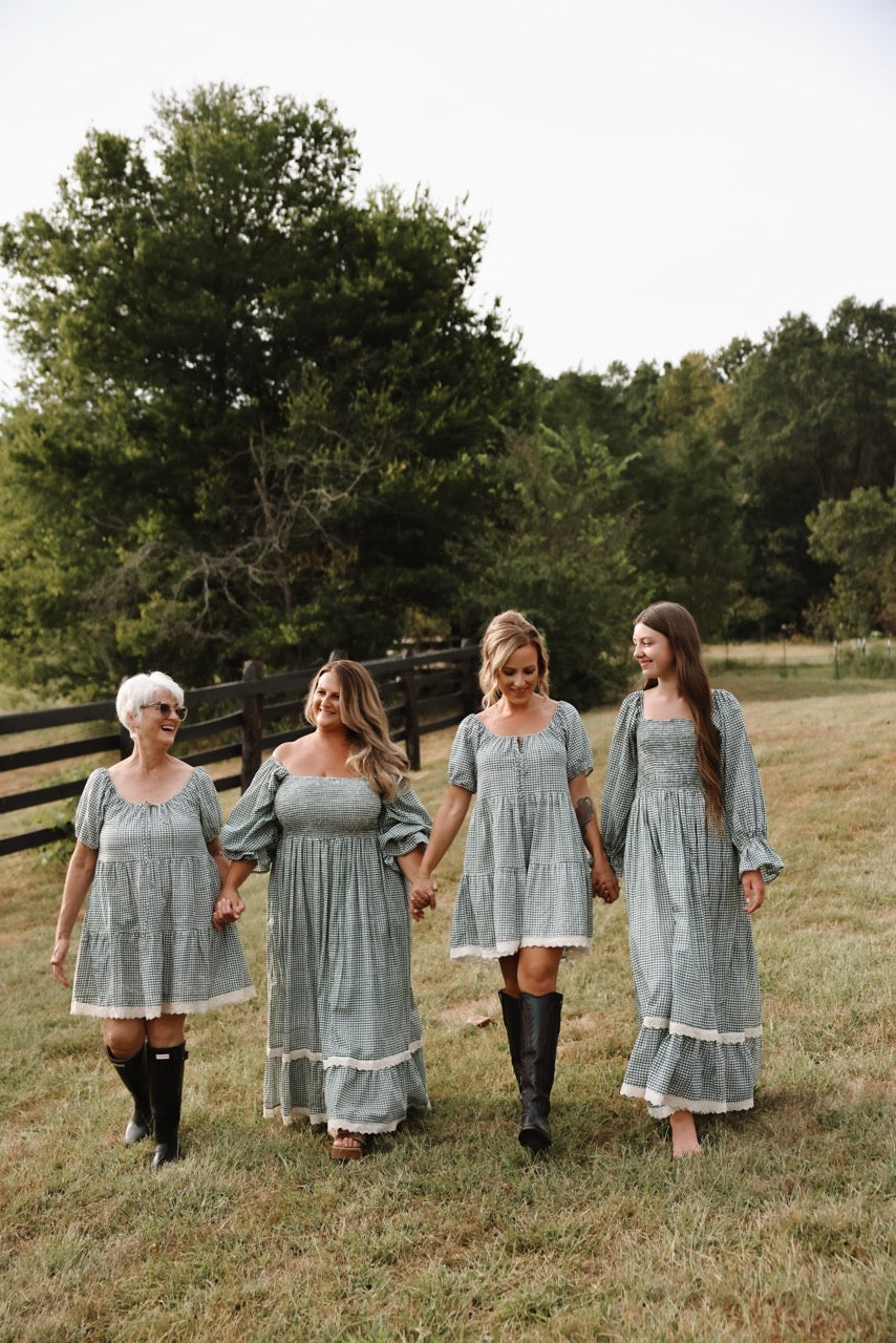 The Corin Dress - Green Gingham