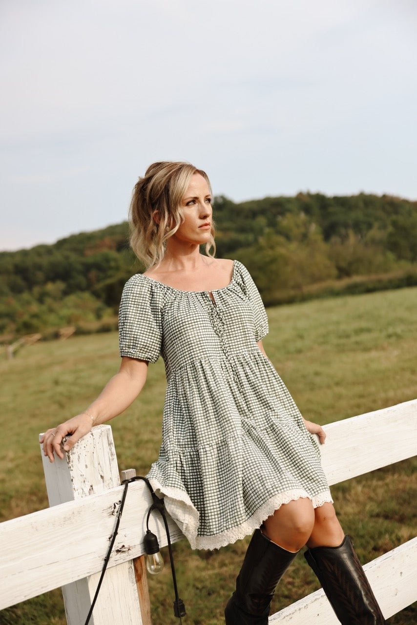 The Corin Dress - Green Gingham