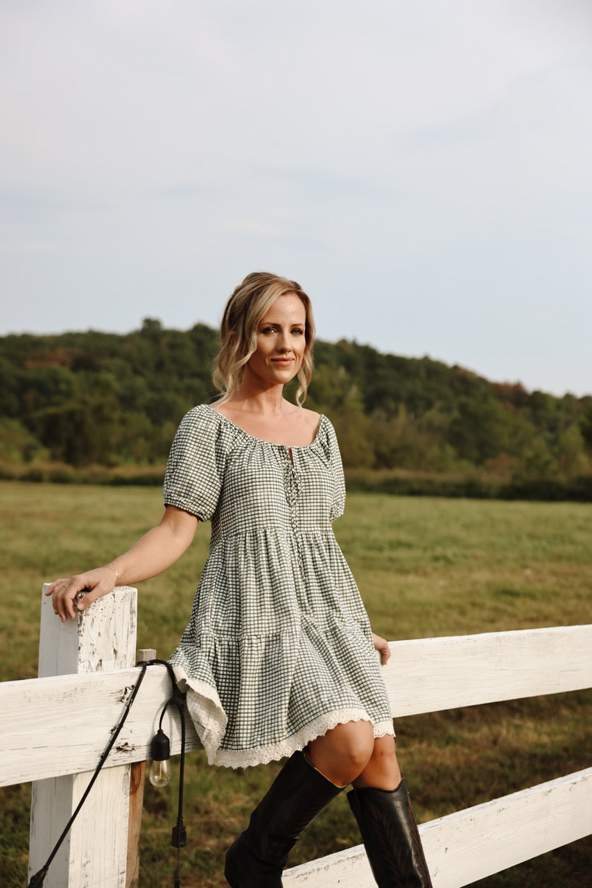 The Corin Dress - Green Gingham