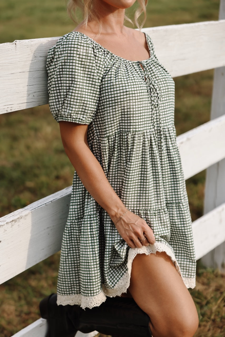 The Corin Dress - Green Gingham