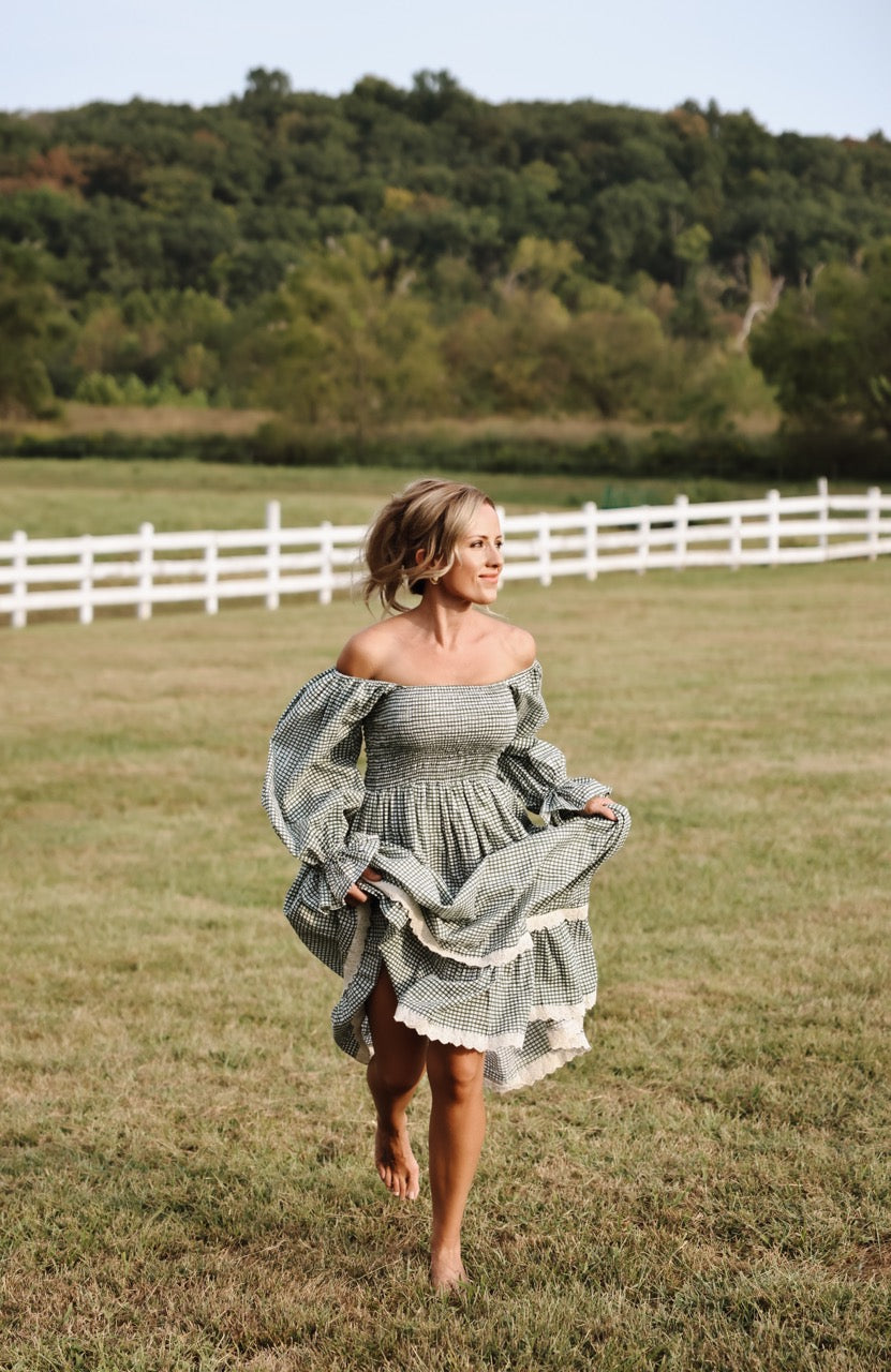 The Camielle Dress - Green Gingham Mommy + Me sizes