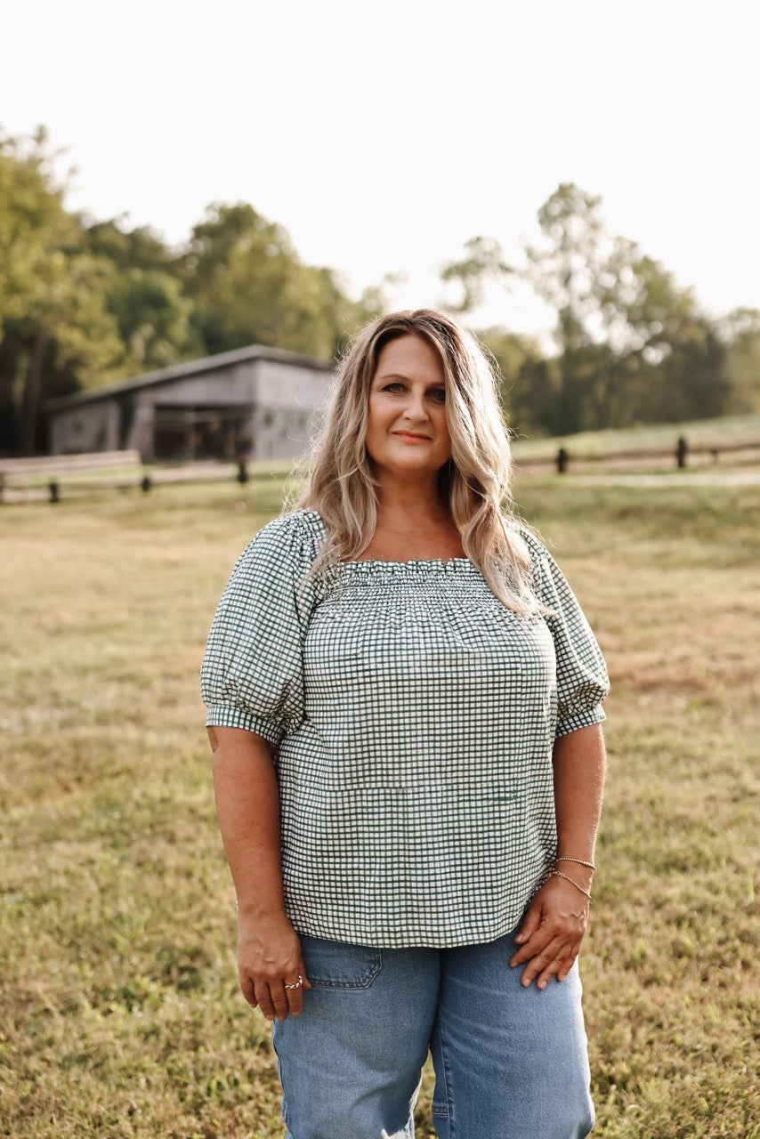 The Rebecca Blouse - Green Gingham