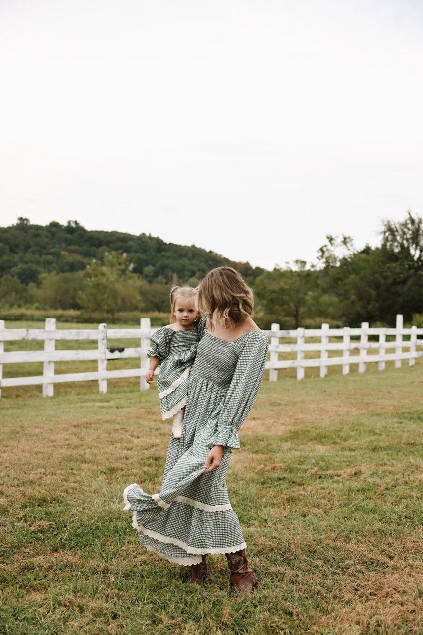 The Camielle Dress - Green Gingham Mommy + Me sizes